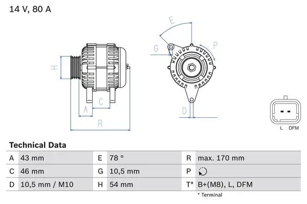 Генератор 80A BOSCH 0 986 049 410