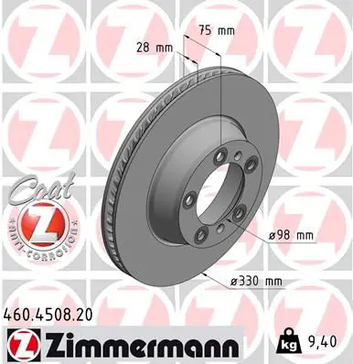Тормозной диск ZIMMERMANN 460.4508.20