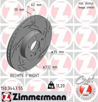 Тормозной диск правый передний ZIMMERMANN 150.3447.55