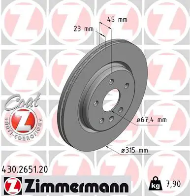 Тормозной диск задний ZIMMERMANN 430.2651.20