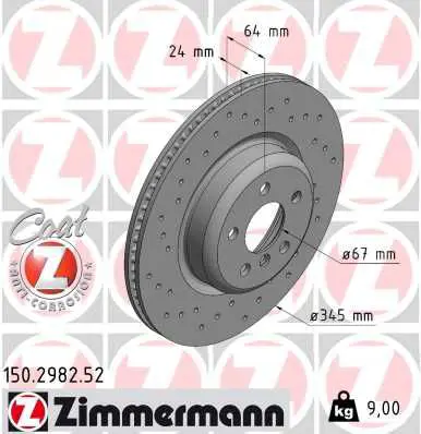 Тормозной диск ZIMMERMANN 150.2982.52