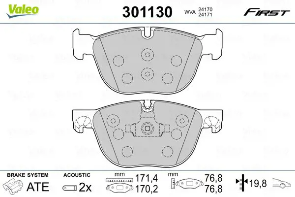Тормозные колодки передние с датчиком VALEO 301130