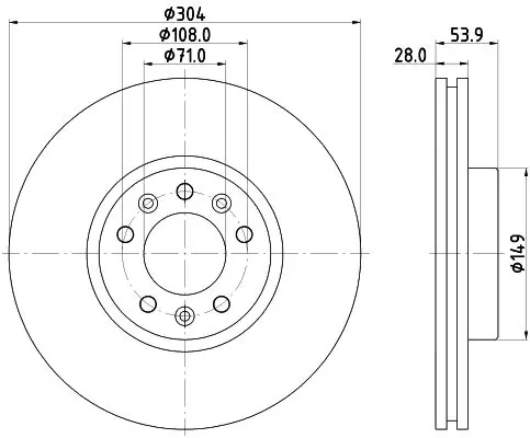 Тормозной диск передний HELLA 8DD 355 125-411