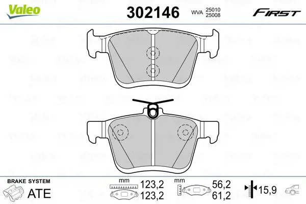 Тормозные колодки задние VALEO 302146