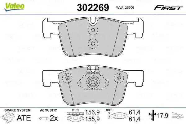 Тормозные колодки передние с датчиком VALEO 302269