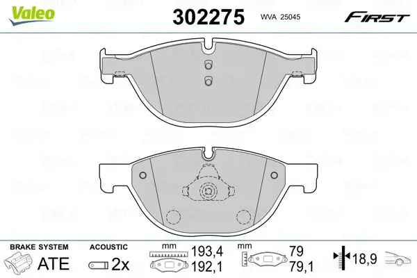 Тормозные колодки передние с датчиком VALEO 302275