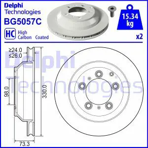 Тормозной диск задний вентилируемый DELPHI BG5057C
