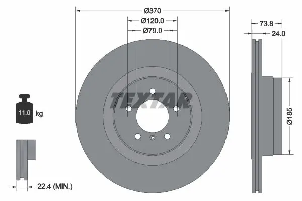 Тормозной диск задний TEXTAR 92155203