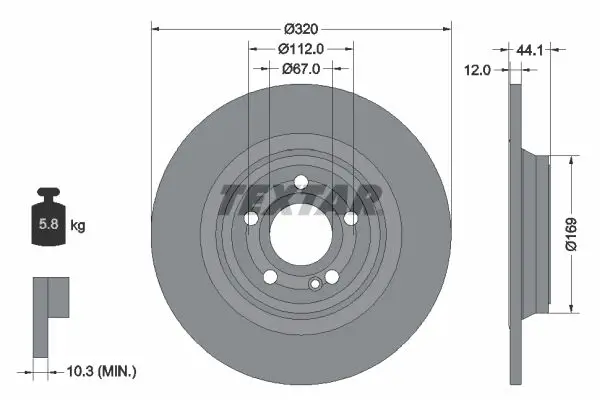 Тормозной диск задний TEXTAR 92324303