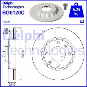 Тормозной диск задний DELPHI BG5120C