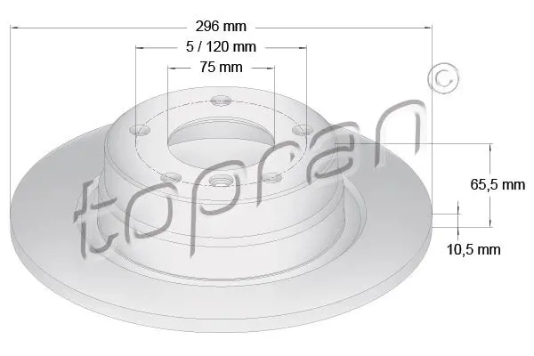 Тормозной диск задний TOPRAN 500 950