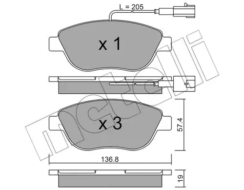Тормозные колодки передние с датчиком METELLI 22-0322-0