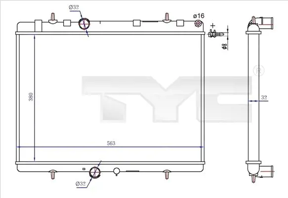 Радиатор охлаждения двигателя TYC 726-0020-R