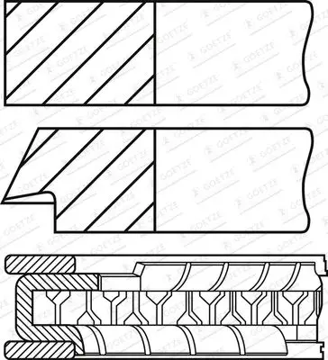 Комплект поршневых колец, увеличенный размер 0,5 mm GOETZE ENGINE 08-437407-00