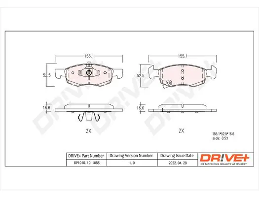 Тормозные колодки передние Dr!ve+ DP1010.10.1088