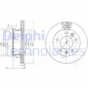 Тормозной диск передний вентилируемый DELPHI BG3236