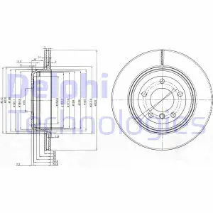 Тормозной диск задний вентилируемый DELPHI BG3872