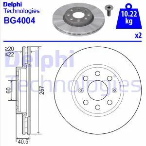 Тормозной диск передний вентилируемый DELPHI BG4004