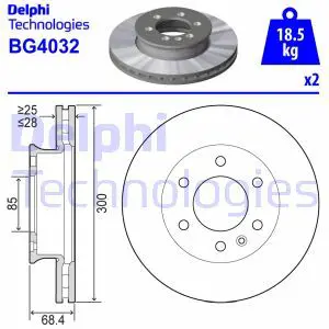 Тормозной диск передний вентилируемый DELPHI BG4032