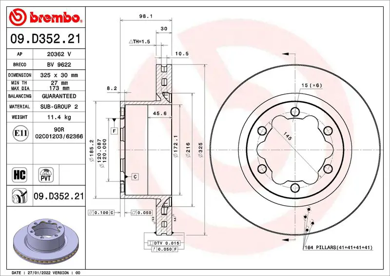 Тормозной диск BREMBO 09.D352.21