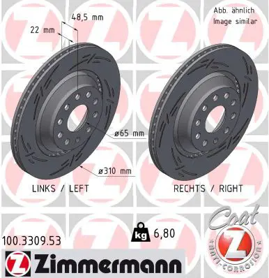 Тормозной диск ZIMMERMANN 100.3309.53