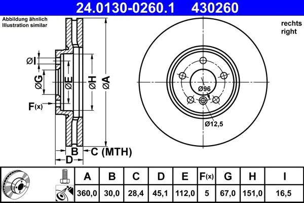 Тормозной диск ATE 24.0130-0260.1