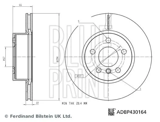 Тормозной диск BLUE PRINT ADBP430164