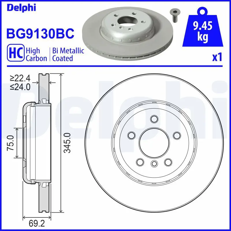 Тормозной диск DELPHI BG9130BC