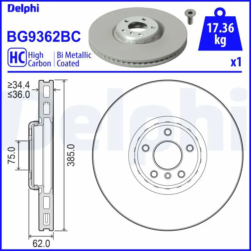 Тормозной диск DELPHI BG9362BC