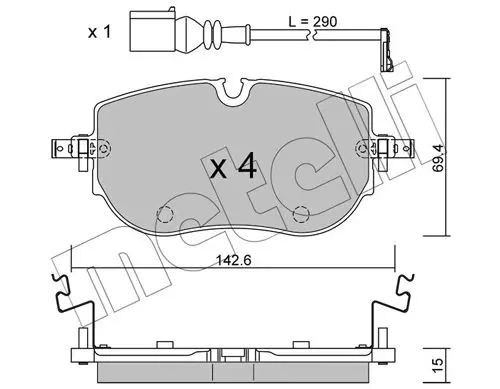 Комплект тормозных колодок, дисковые тормоза METELLI 22-1319-0