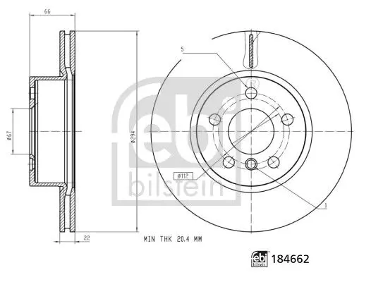 Тормозной диск FEBI BILSTEIN 184662