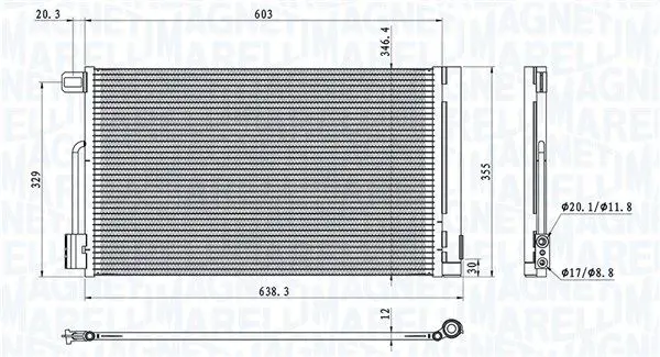 Конденсатор, радиатор кондиционера MAGNETI MARELLI 350203611000