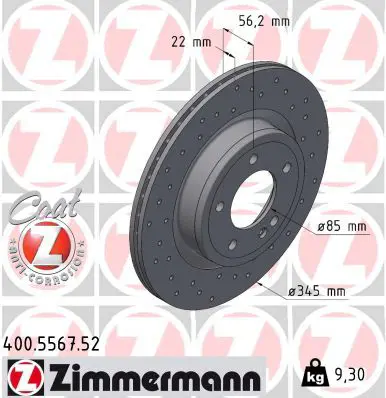 Тормозной диск ZIMMERMANN 400.5567.52