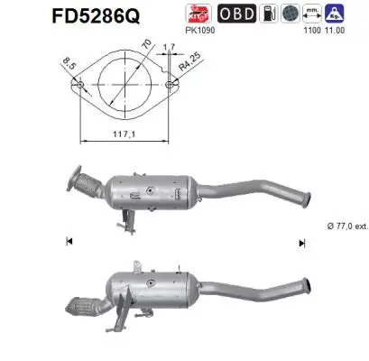 Сажевый фильтр / фильтр твёрдых частиц, выхлопная система AS FD5286Q
