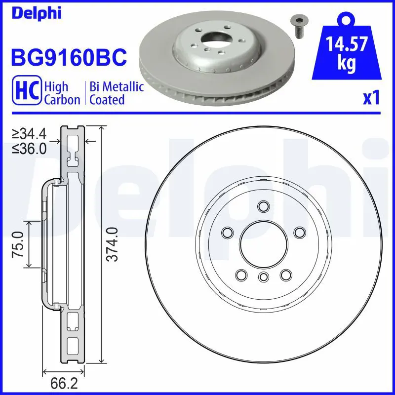 Тормозной диск DELPHI BG9160BC