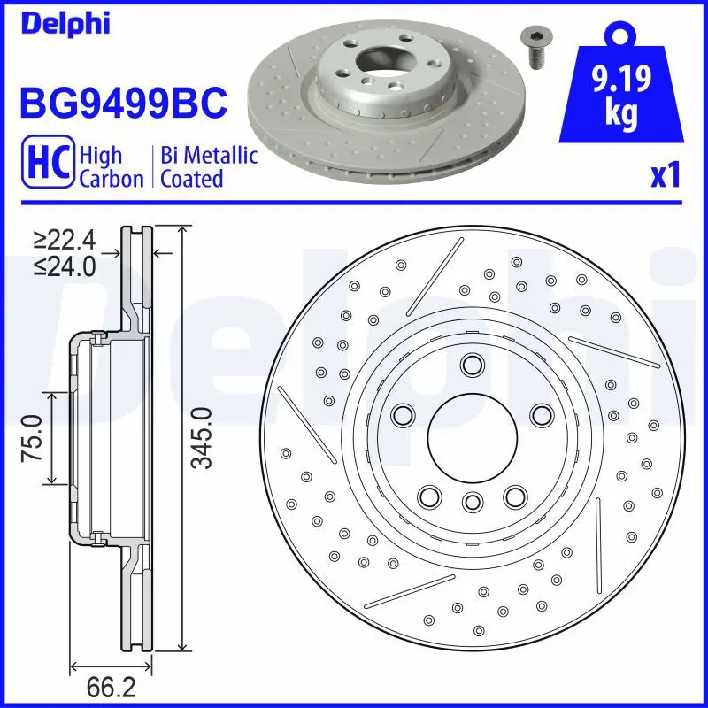 Тормозной диск DELPHI BG9499BC