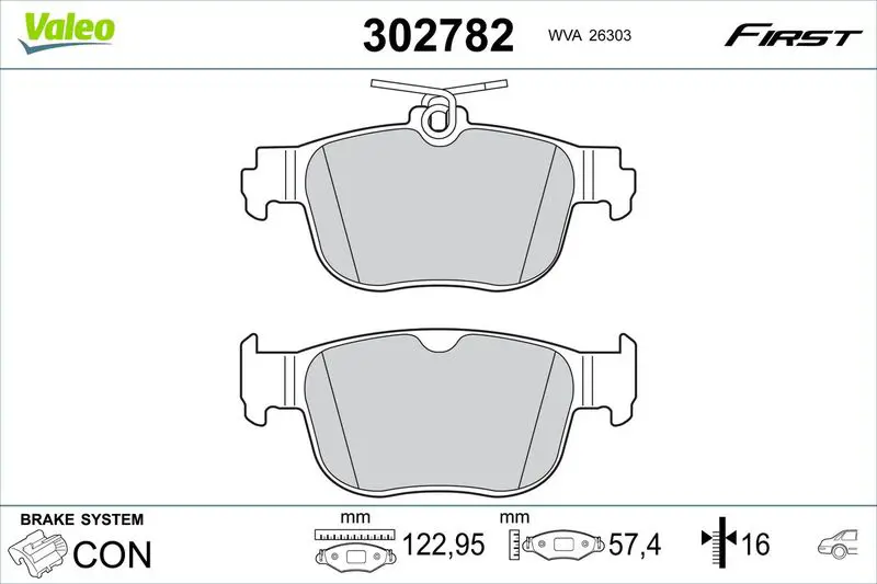 Комплект тормозных колодок, дисковые тормоза VALEO 302782
