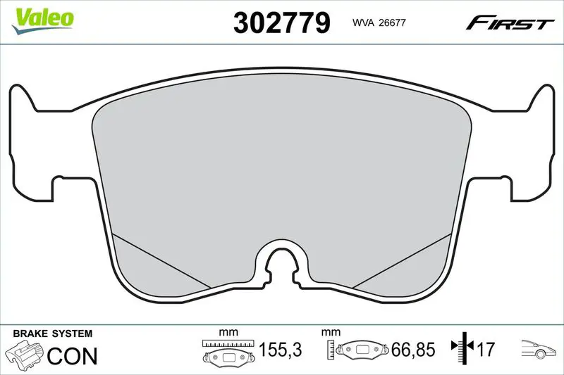 Комплект тормозных колодок, дисковые тормоза VALEO 302779