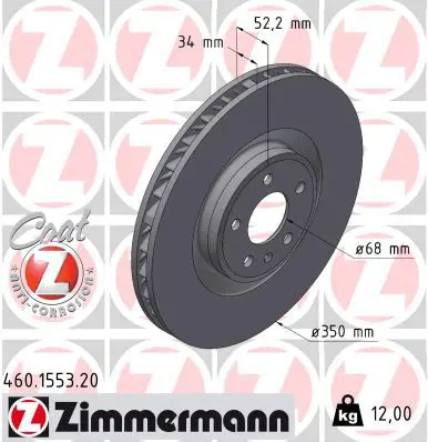 Тормозной диск ZIMMERMANN 460.1553.20