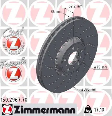 Тормозной диск ZIMMERMANN 150.2967.70
