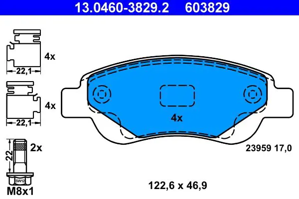 Тормозные колодки передние ATE 13.0460-3829.2