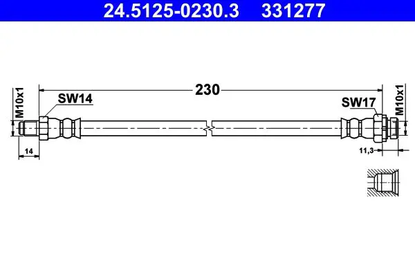 Тормозной шланг гибкий задний ATE 24.5125-0230.3