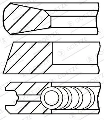 Комплект поршневых колец, увеличенный размер 0,5 mm GOETZE ENGINE 08-427407-00