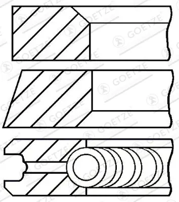 Комплект поршневых колец, ремонтный размер 0,4 mm GOETZE ENGINE 08-433206-00