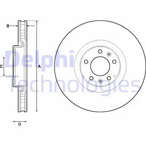 Тормозной диск передний вентилируемый DELPHI BG4716C