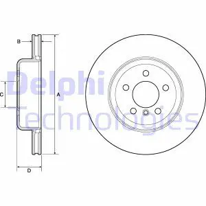 Тормозной диск задний вентилируемый DELPHI BG4752C