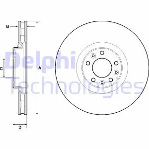 Тормозной диск передний вентилируемый DELPHI BG9151C