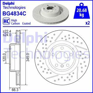 Тормозной диск задний вентилируемый DELPHI BG4834C
