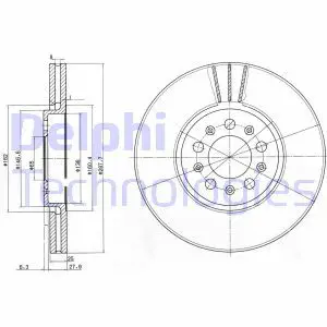 Тормозной диск передний вентилируемый DELPHI BG3035C