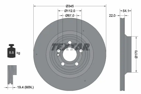 Тормозной диск задний TEXTAR 92307005